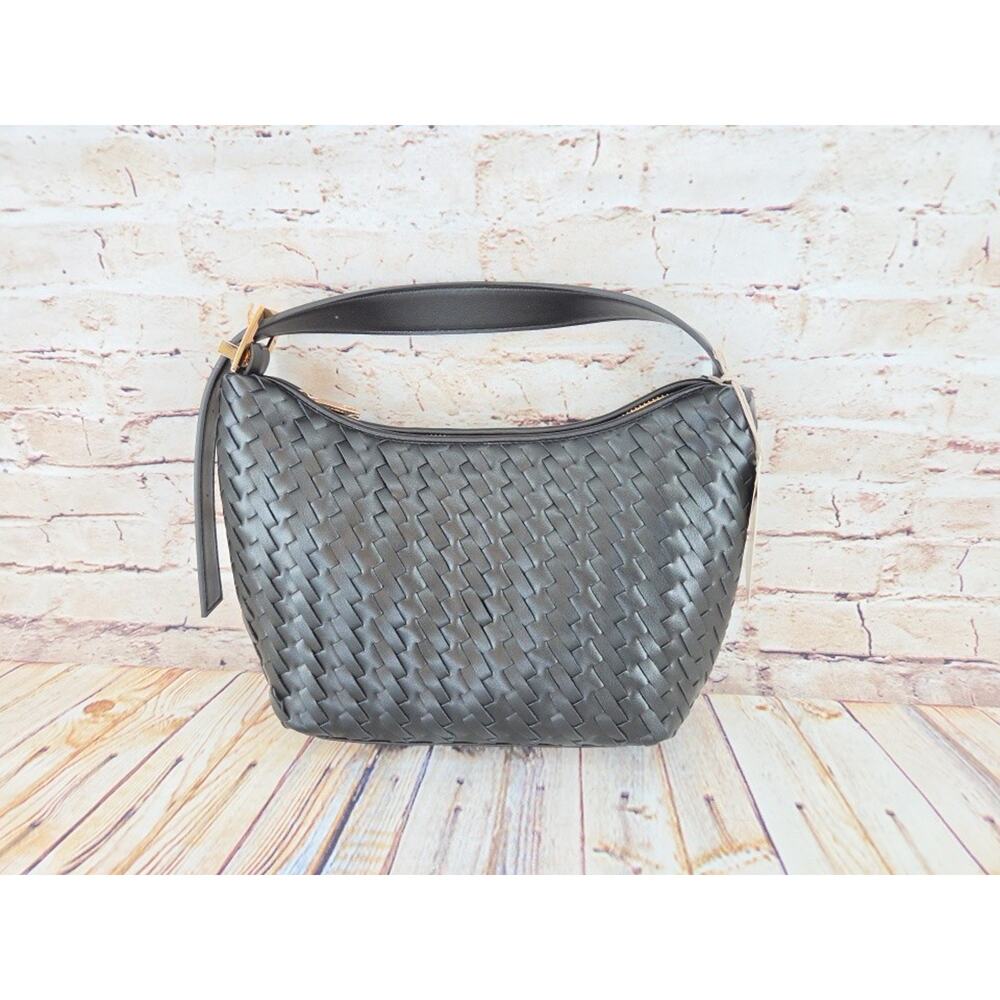 A New Day Black Woven Braided Knot Hobo Shoulder Bag NEW